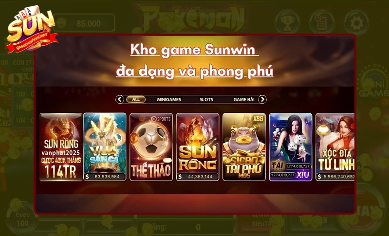 Sunwin - Với kho game cực kỳ đa dạng và hấp dẫn